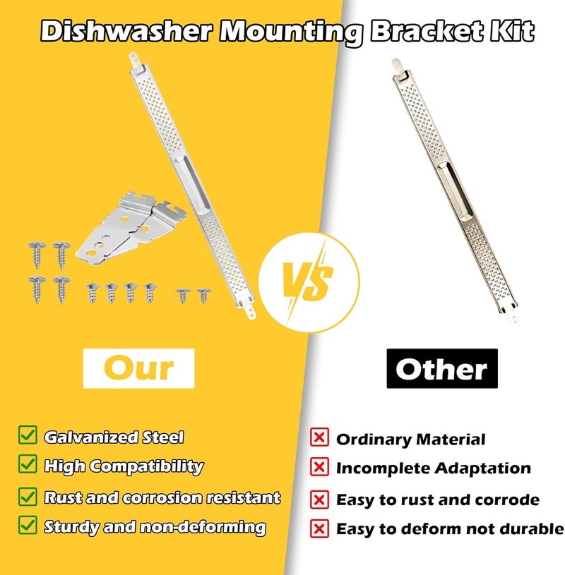 IWIWE W10426979 24" Dishwasher Mounting Bracket Kit Fit for Whirlpool, KitchenAid and Maytag ﻿24 Inch Wide Dishwasher for Granite and Quartz Countertops (W10426979 (24") – for Standard) - Image 5